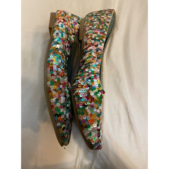 Multicolor Sequin Party Girl Flats Size 11B With Rubber Sole Woman Cross Sparkle - Picture 3 of 11